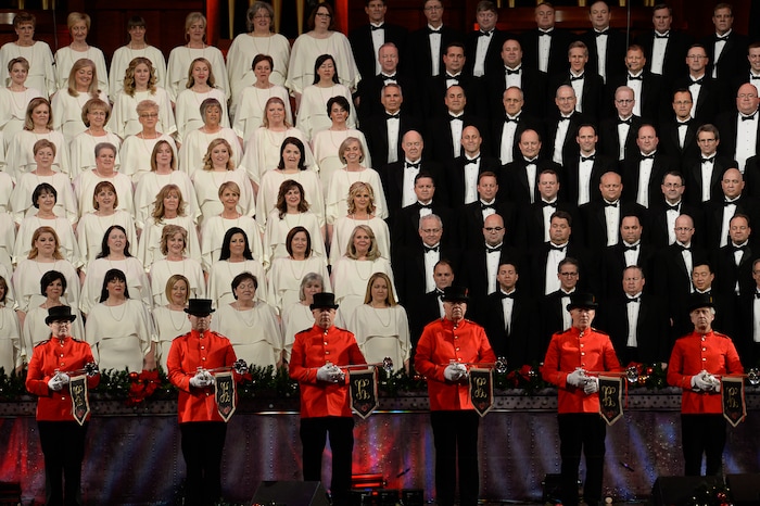 (Francisco Kjolseth  |  The Salt Lake Tribune)  The Mormon Tabernacle Choir Christmas extravaganza kicks off with Broadway star Sutton Foster and "Downton Abbey's" Hugh Bonneville at the Conference Center on Thursday, Dec. 14, 2017.