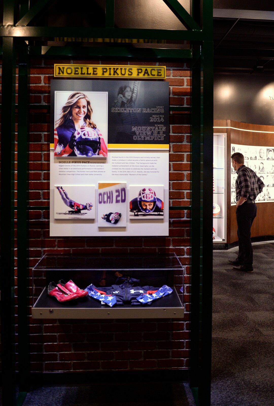 (Leah Hogsten  |  The Salt Lake Tribune)  Visitors to the Utah Sports Hall of Fame tour the athlete displays, Wednesday, May 15, 2019 before its grand opening this Saturday.
