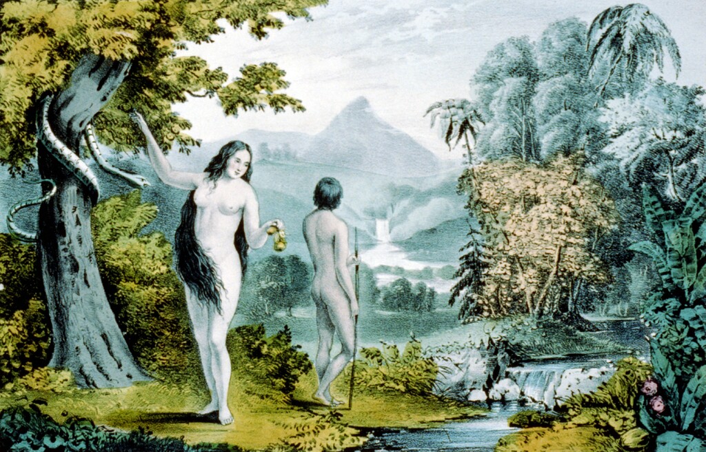 (Library of Congress)
An 1848 Currier & Ives print of Adam and Eve in the Garden of Eden.