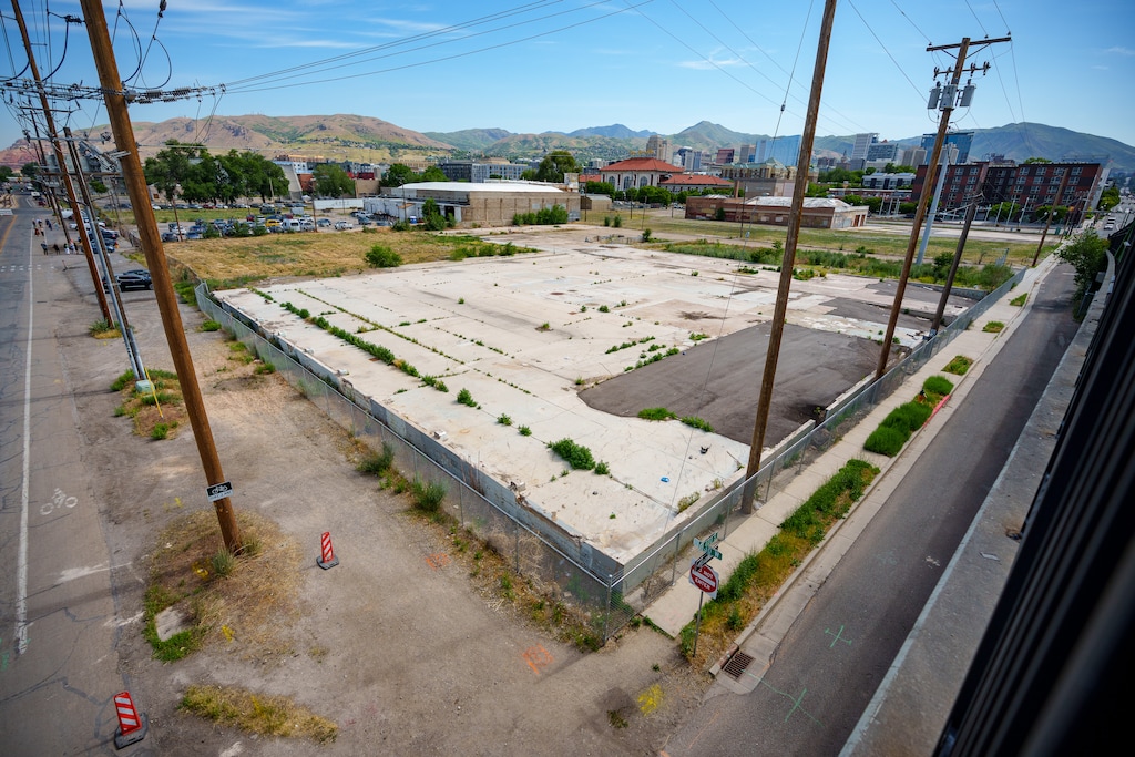 (Trent Nelson  |  The Salt Lake Tribune) A contaminated site in Salt Lake City's Rio Grande District, on Thursday, May 29, 2025. The Environmental Protection Agency (EPA) has given the University of Utah a grant to clean up the site.