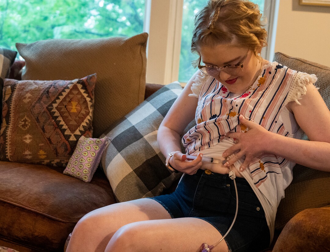 (Rick Egan | The Salt Lake Tribune)  Gracelyn Wilkinson changes her feeding tube, on Wednesday, June 29, 2022.