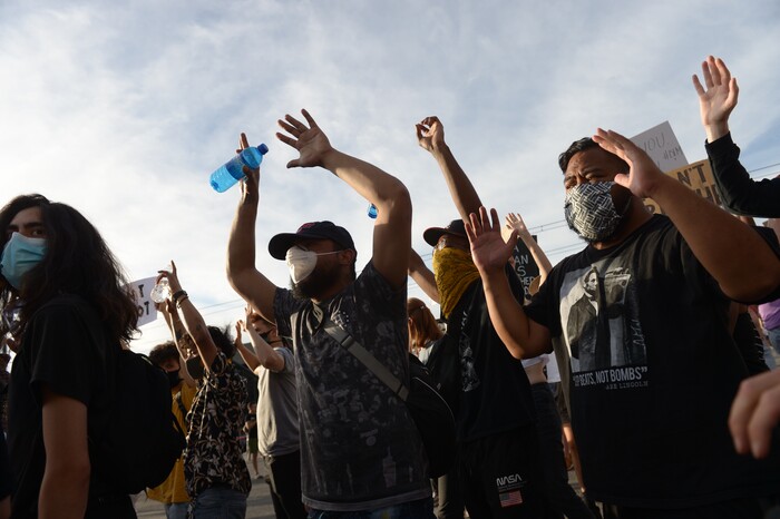 (Leah Hogsten  |  The Salt Lake Tribune)  Protest against police brutality in Salt Lake City on Monday, June 1, 2020.