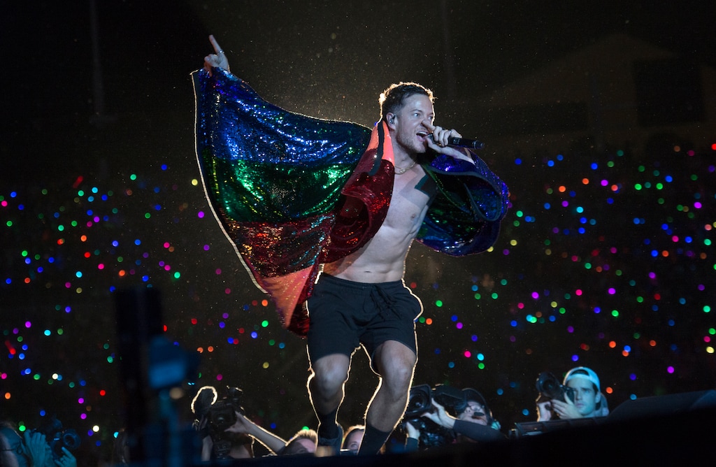 (Rick Egan  |  The Salt Lake Tribune)     Dan Reynolds performs with Imagine Dragons, at the Loveloud Festival at Rice-Eccles Stadium, Saturday, July 28, 2018.