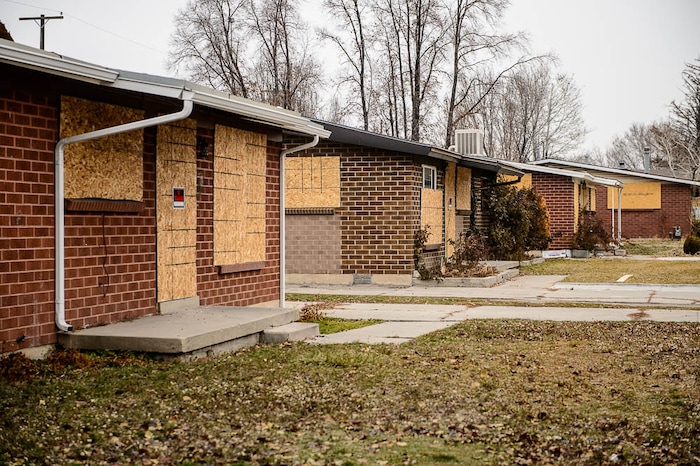 (Trent Nelson | The Salt Lake Tribune)  
UDOT is buying 49 homes in Midvale to widen I-15, and 24 are vacant. The neighborhood is having trouble with homeless people breaking in and trying to squat there. UDOT promises to start demolition next week. Tuesday Dec. 11, 2018.