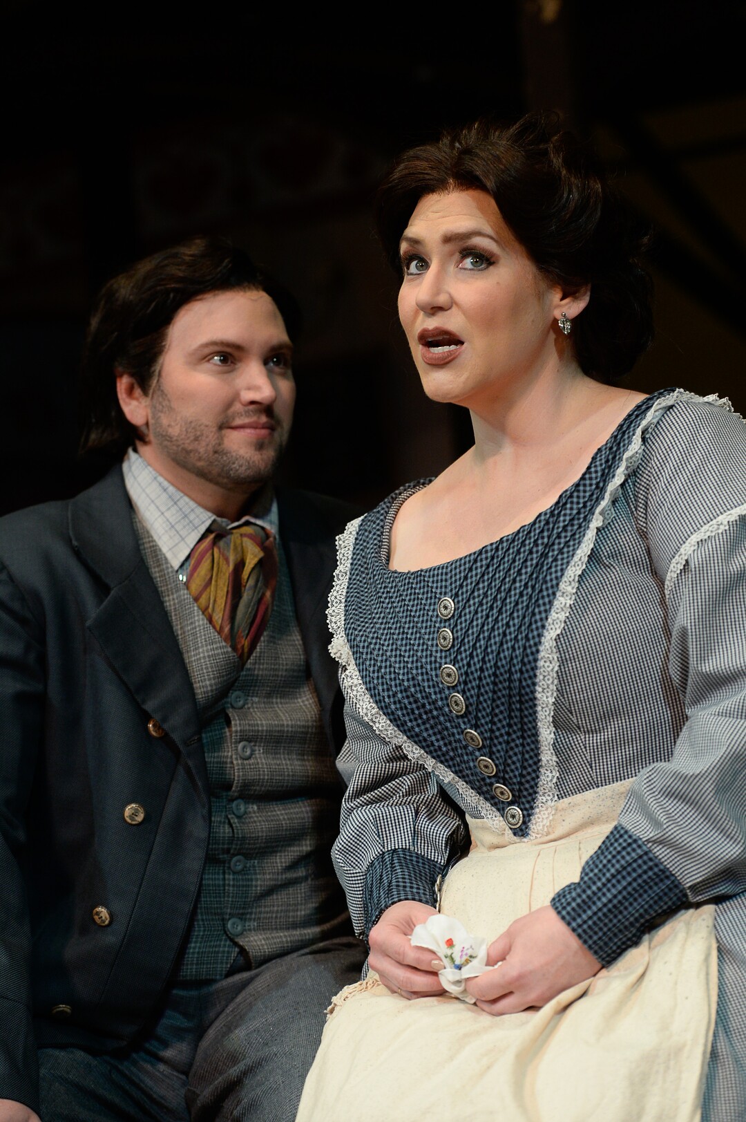 (Francisco Kjolseth  |  The Salt Lake Tribune)  Utah Opera's season opener, "La bohème," Puccini's popular tearjerker about starving artists in turn-of-the-century Paris, opens for five shows on Oct. 7, 2017. On set were: Jennifer Black (Mimì) and Scott Quinn (Rodolfo).