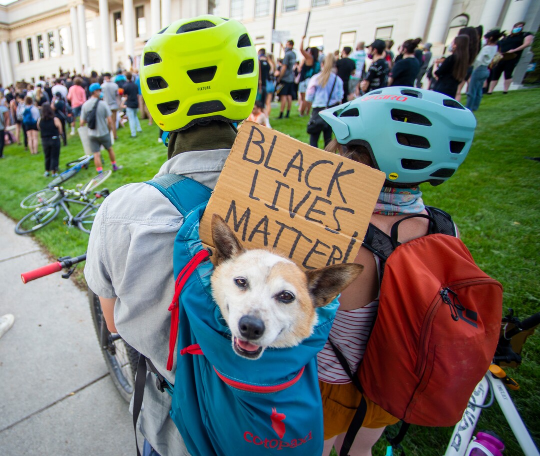 (Rick Egan  |  The Salt Lake Tribune) Protesters gather at the Park Building at the University of Utah, Wednesday, June 3, 2020.