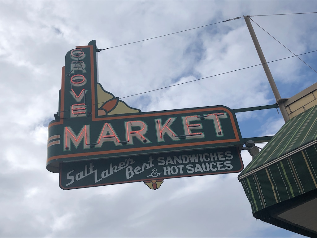 (Kolbie Peterson | The Salt Lake Tribune) Grove Market & Deli's sign is shown Friday, Feb. 13, 2026.