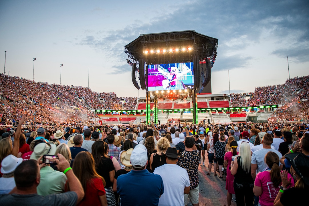 (Isaac Hale | Special to The Tribune) Fans watch as Garth Brooks performs with his band during a stop on their stadium tour held at Rice-Eccles Stadium in Salt Lake City on Saturday, July 17, 2021.