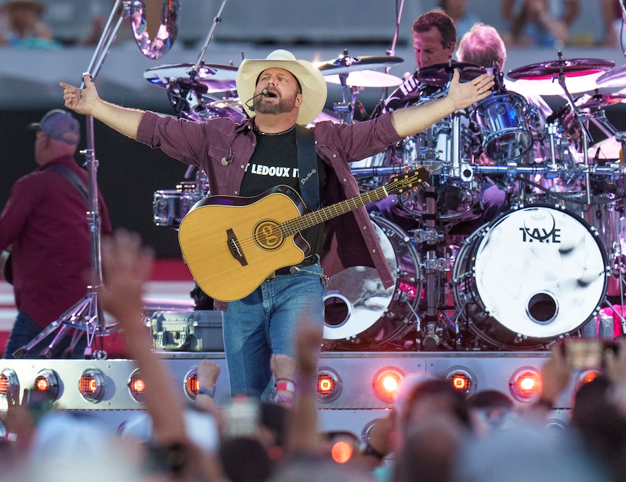 (Leah Hogsten | The Salt Lake Tribune) Country star Garth Brooks performs with his band during his Stadium Tour Friday, June 17, 2022 at Rice-Eccles Stadium.