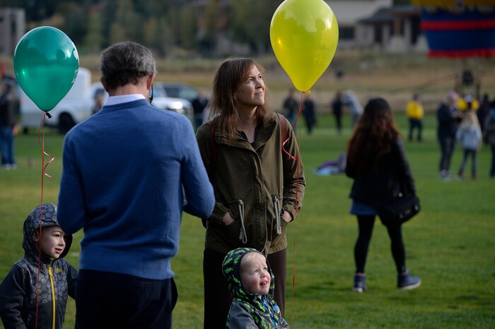(Scott Sommerdorf | The Salt Lake Tribune)
Spectators watch the balloons launch at the 4th annual Autumn Aloft Hot Air Balloon Festival in Park City, Sunday, September 17, 2017.