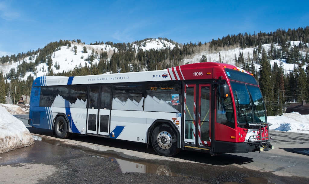 (Rick Egan | Tribune file photo) A UTA Ski bus pulls into Brighton Ski Resort, in Big Cottonwood Canyon, on March 13, 2017. The agency's new 2020 budget proposes to expand ski bus service as part of a 7% increase, made possible by recent sales tax increases.