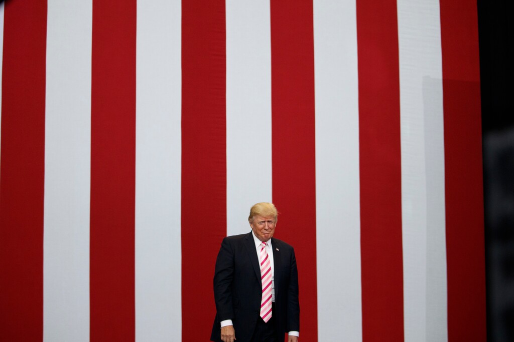 President Donald Trump arrives for a campaign rally for U.S. Senate candidate Luther Strange, Friday, Sept. 22, 2017, in Huntsville, Ala. (AP Photo/Evan Vucci)