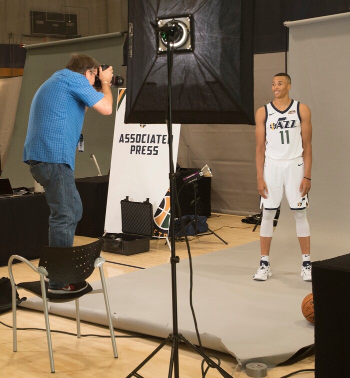 (Rick Egan  |  The Salt Lake Tribune) Utah Jazz guard Dante Exum poses for a photo, during the Utah Jazz media day, at the Zions Bank Basketball Center, Monday, September 25, 2017.


