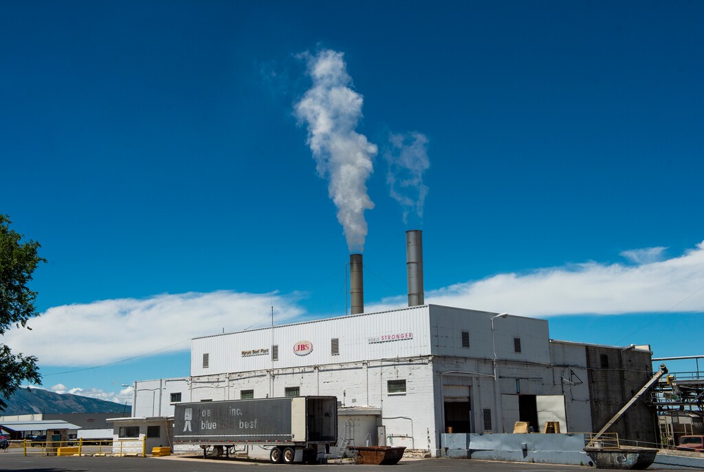 (Rick Egan  |  The Salt Lake Tribune)     The JBS Beef Plant in Hyrum, Thursday, June 18, 2020.