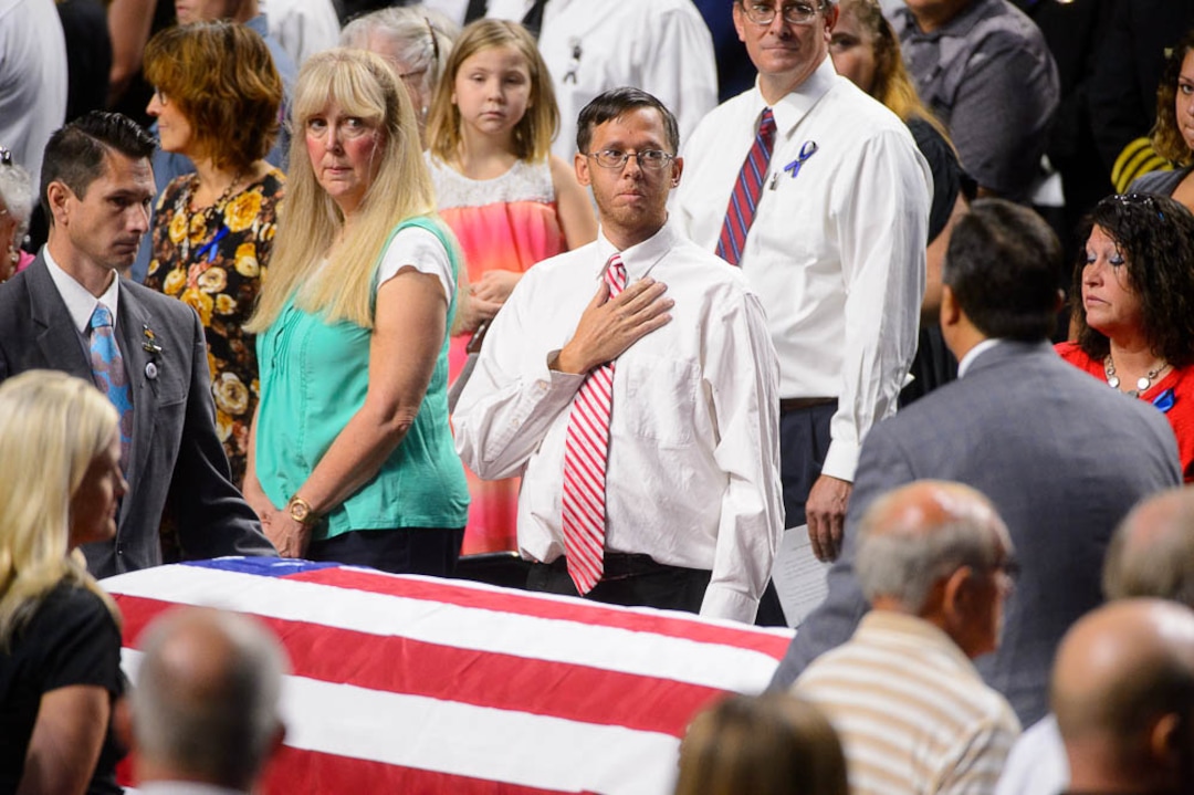 (Trent Nelson | The Salt Lake Tribune)  Funeral services for Jill Robinson, a West Valley City code-enforcement officer killed on the job last week. The service took place at the Maverik Center in West Valley City on Friday Aug. 17, 2018.