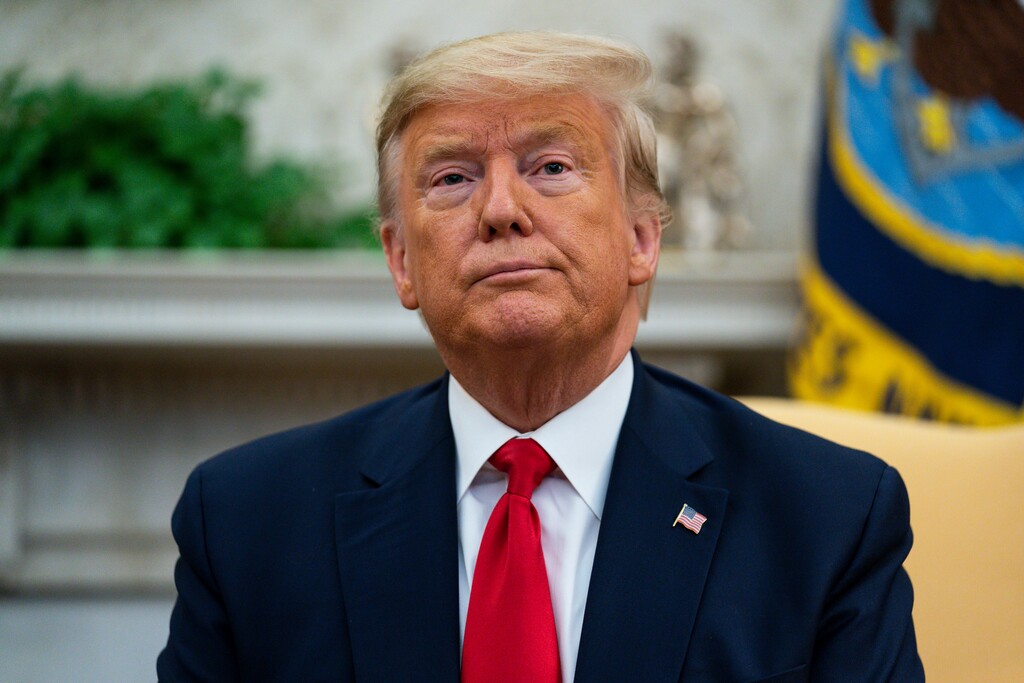 (Evan Vucci | AP)  President Donald Trump listens to a question during a meeting with Ecuadorian President Lenin Moreno in the Oval Office of the White House, Wednesday, Feb. 12, 2020, in Washington.