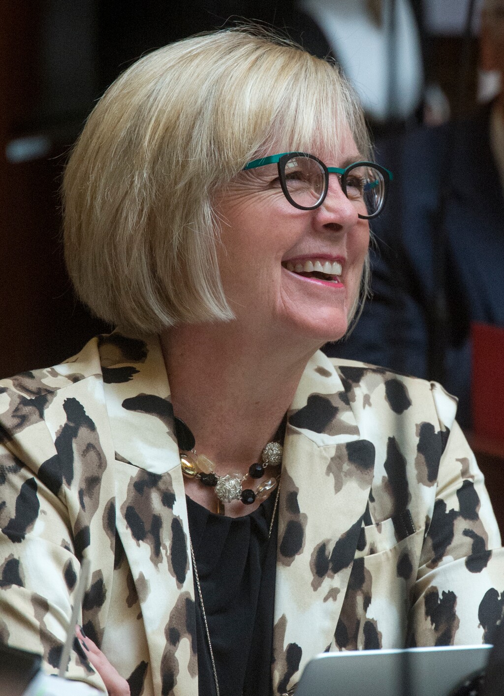 (Rick Egan  |  Tribune file photo) Rep. Rebecca Edwards, R-North Salt Lake, as seen on the House floor on January 26, 2018.  Edwards is sponsoring HCR7, acknowledging “the impacts of a changing climate” on Utahns, which was passed favorably on Thursday by the Utah Legislature’s House Committee on Natural Resources, Agriculture and Environment.