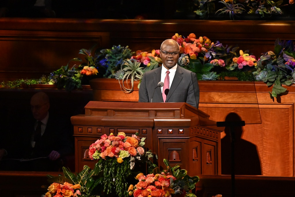 (The Church of Jesus Christ of Latter-day Saints)
Joseph W. Sitati, now an emeritus general authority, speaks at General Conference in 2022.