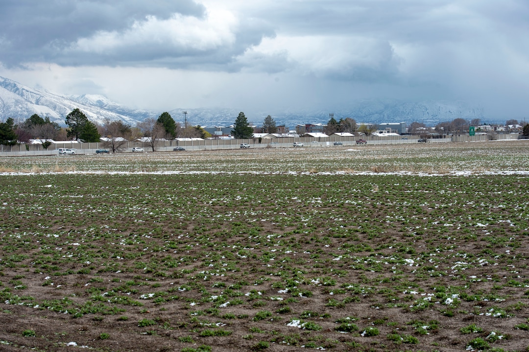 (Rick Egan  |  The Salt Lake Tribune)        Legislature ordered a sound wall along a field bordering the west side of Bangerter Highway in South Jordan, Friday, March 29, 2019.