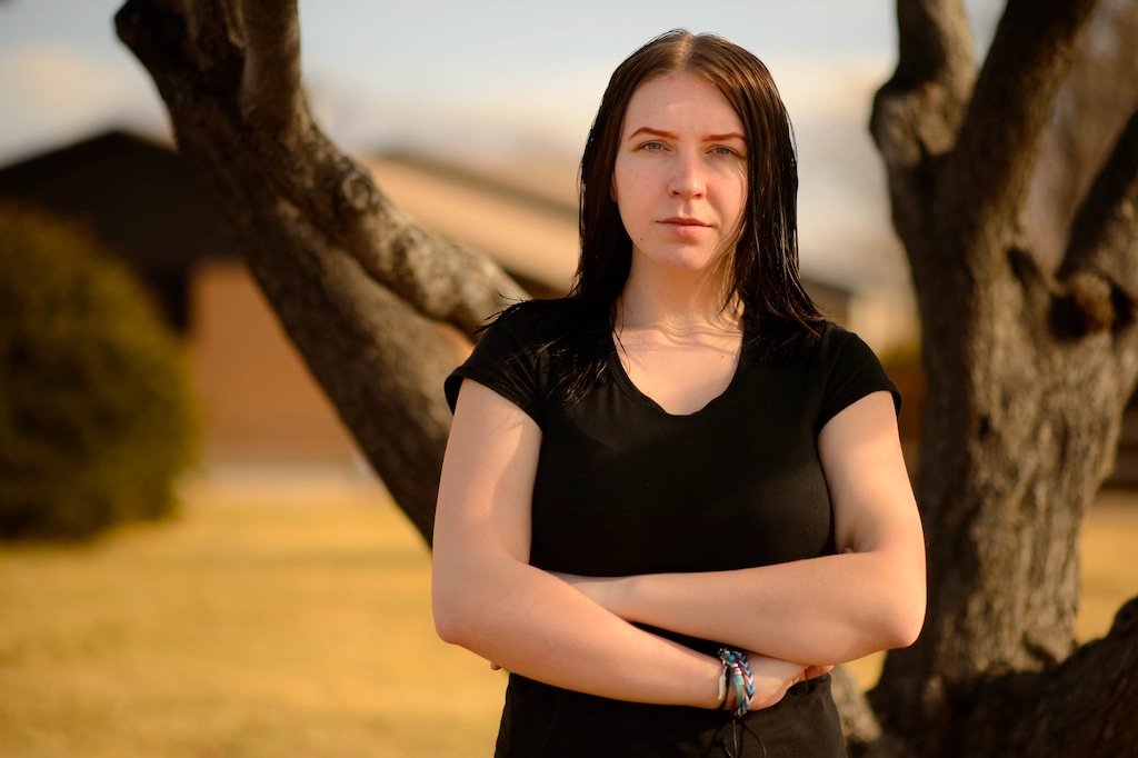 (Trent Nelson | The Salt Lake Tribune) Kayleigh Allred at her grandparents' home in West Jordan on Wednesday, Dec. 9, 2020. She and her family were evicted from their town-home in October by the Law Offices of Kirk Cullimore. She said they were locked out and given no opportunity to retrieve belongings.