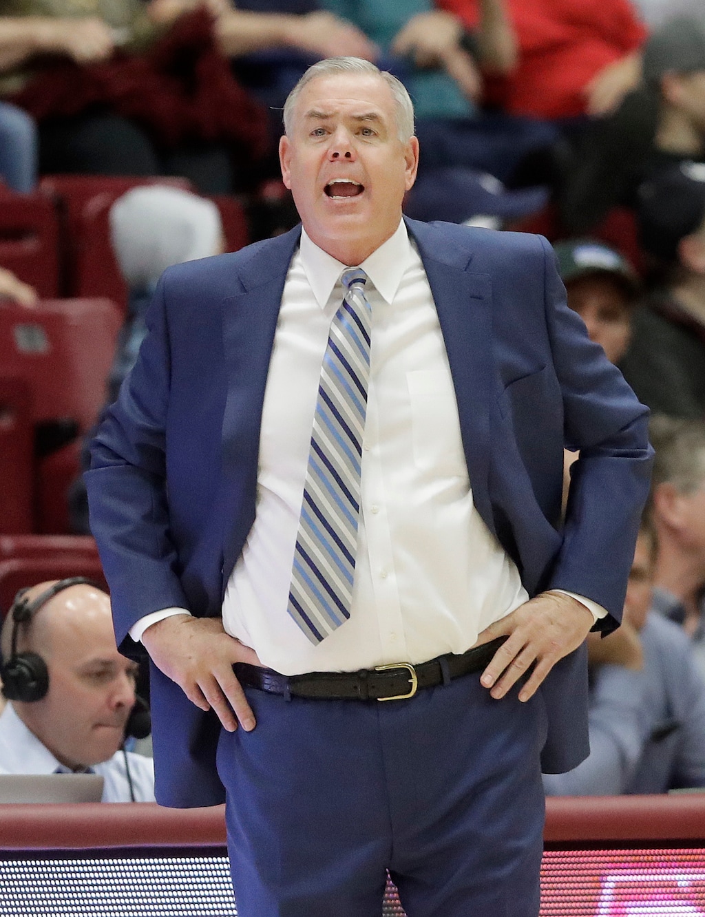BYU basketball coach Dave Rose said Thursday at the school's basketball media day that possible NCAA sanctions are coming for his program after guard Nick Emery allegedly received extra benefits from a booster, a violation of NCAA rules (AP Photo/Jeff Chiu)