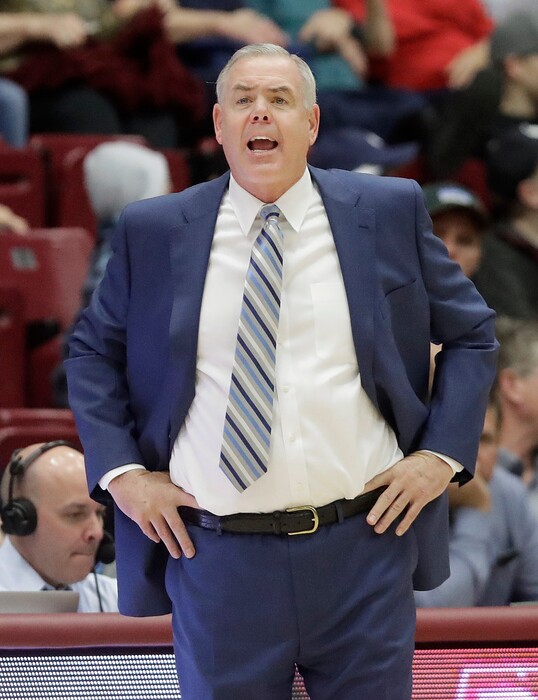 BYU basketball coach Dave Rose said Thursday at the school's basketball media day that possible NCAA sanctions are coming for his program after guard Nick Emery allegedly received extra benefits from a booster, a violation of NCAA rules (AP Photo/Jeff Chiu)
