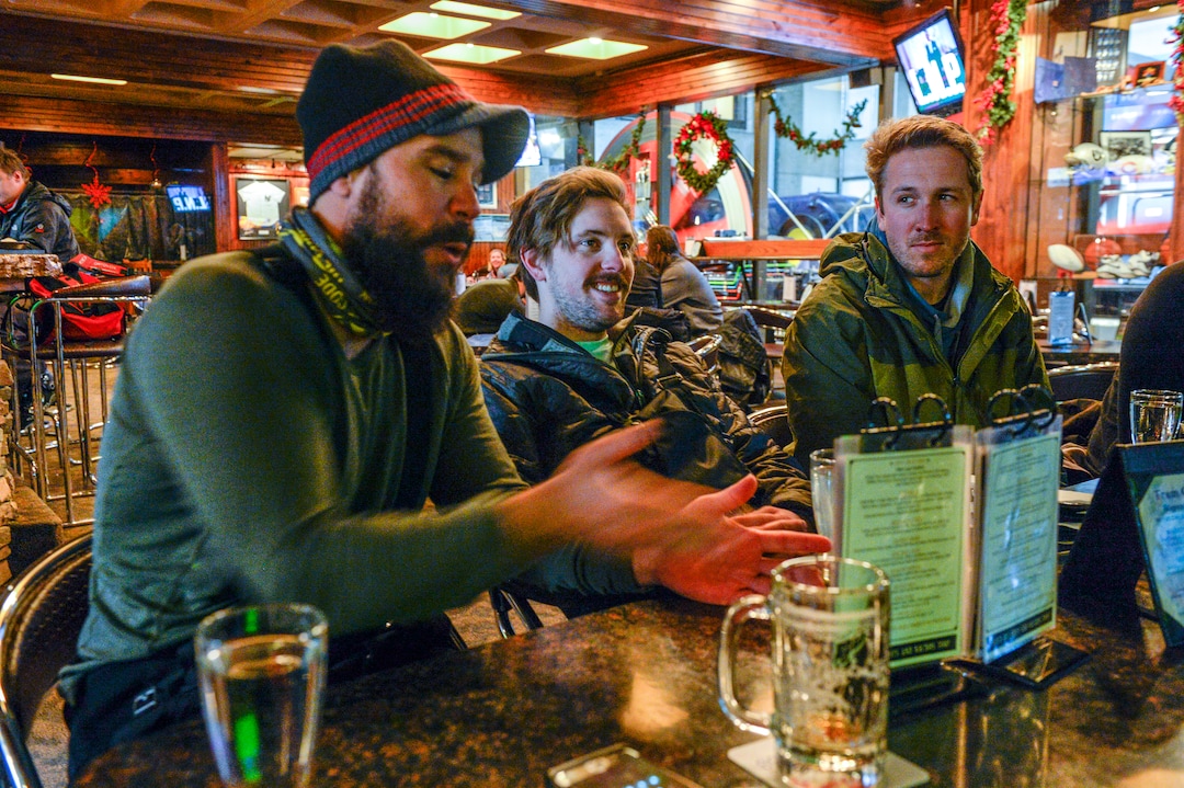 Leah Hogsten  |  The Salt Lake Tribune  l-r Dan Velez, 44, from Los Angeles, CA calls UtahÕs new toughest-in-the-nation drunken driving law that takes effect Dec. 30, "draconian" while skiing at Snowbird with friends Ian Peters, 28, and Adam Piestrzeniewicz, 28. The new law lowers the blood alcohol content (BAC) at which drivers are presumed to be legally drunk from 0.08 to 0.05.
