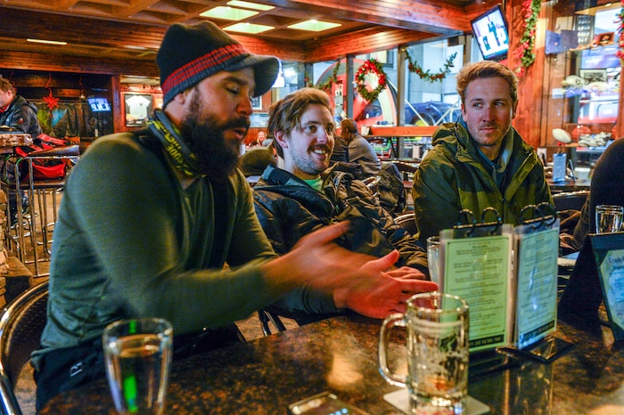 Leah Hogsten | The Salt Lake Tribune l-r Dan Velez, 44, from Los Angeles, CA calls UtahÕs new toughest-in-the-nation drunken driving law that takes effect Dec. 30, "draconian" while skiing at Snowbird with friends Ian Peters, 28, and Adam Piestrzeniewicz, 28. The new law lowers the blood alcohol content (BAC) at which drivers are presumed to be legally drunk from 0.08 to 0.05.