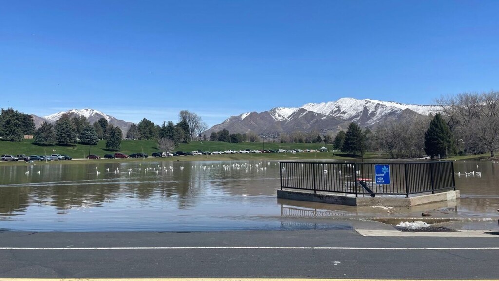 (Salt Lake County Parks and Recreation) Sugar House Park experienced high water levels on April 15, 2023.