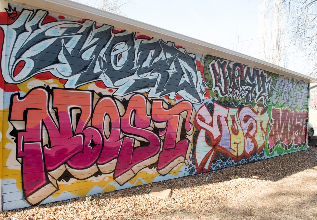 (Rick Egan  |  The Salt Lake Tribune)   A spray-painted tribute to Joey Kirk  ("MOST") on 300 East in Salt Lake City.  Joey,  was hit by a TRAX train and killed on Nov. 1. Friday, December 1, 2017.