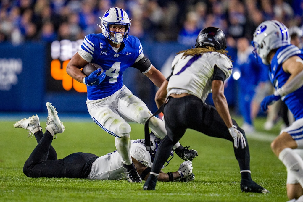 (Trent Nelson  |  The Salt Lake Tribune) BYU Cougars running back LJ Martin (4) will miss his team's bowl game after undergoing surgery.