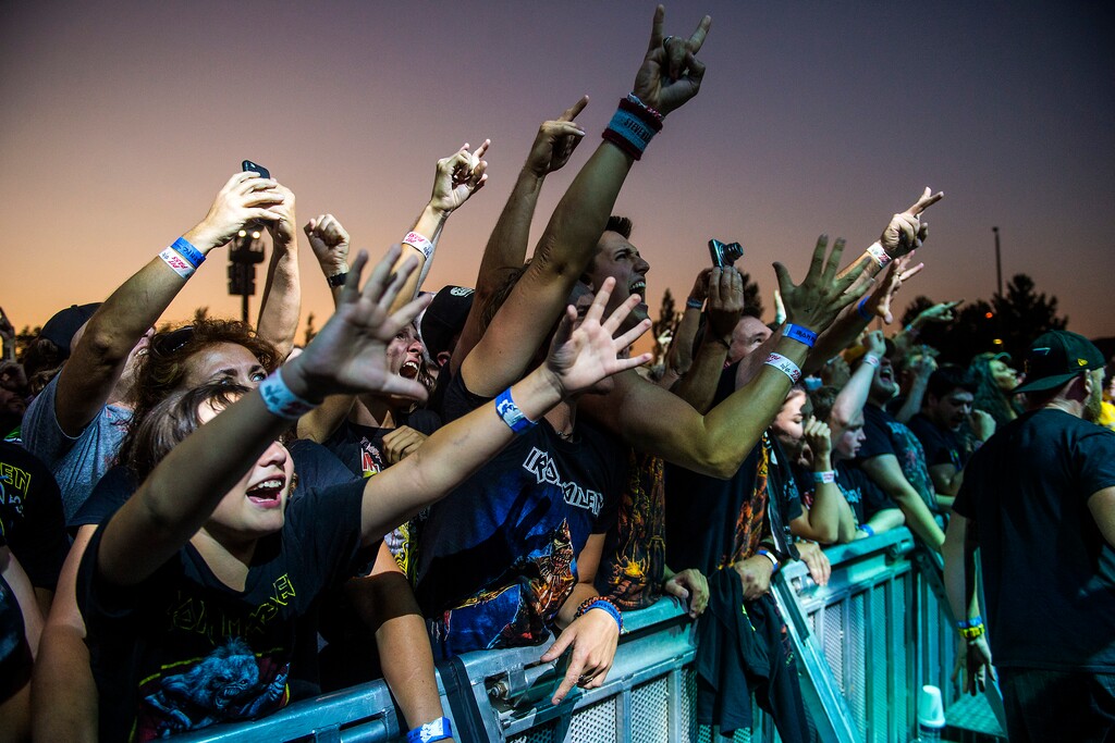 (Chris Detrick  |  Tribune file photo) Fans cheer as Iron Maiden performs at Usana Amphitheatre on Friday, July 7, 2017. The amphitheatre was founded by Utah live entertainment promoter United Concerts, which was recently sold to Live Nation.