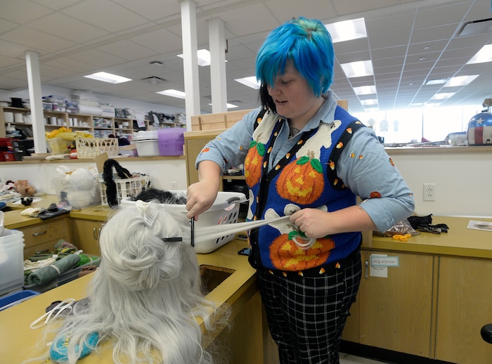 (Al Hartmann  |  The Salt Lake Tribune) 	
Utah State University is getting ready to reopen the renovated Chase Fine Arts Center, an arts complex that includes the totally remodeled Daines Concert Hall. Graduate student Sara Shouse works on a wig for an upcoming theater production in the newly remodeled costume shop.  