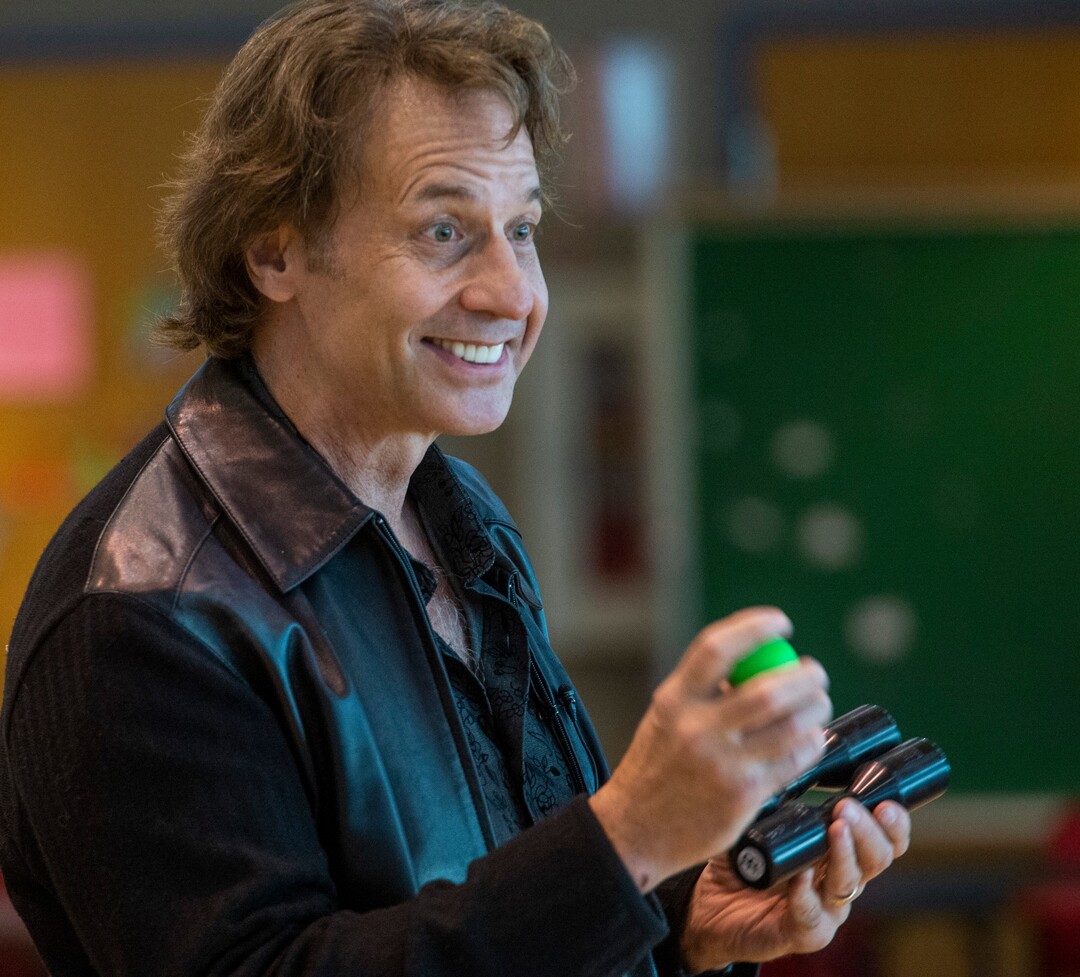 (Rick Egan  |  The Salt Lake Tribune)    Kurt Bestor entertains the crowd at Shriners' Hospital, by playing instruments he has collected from around the world. Tuesday, Nov. 19, 2019.