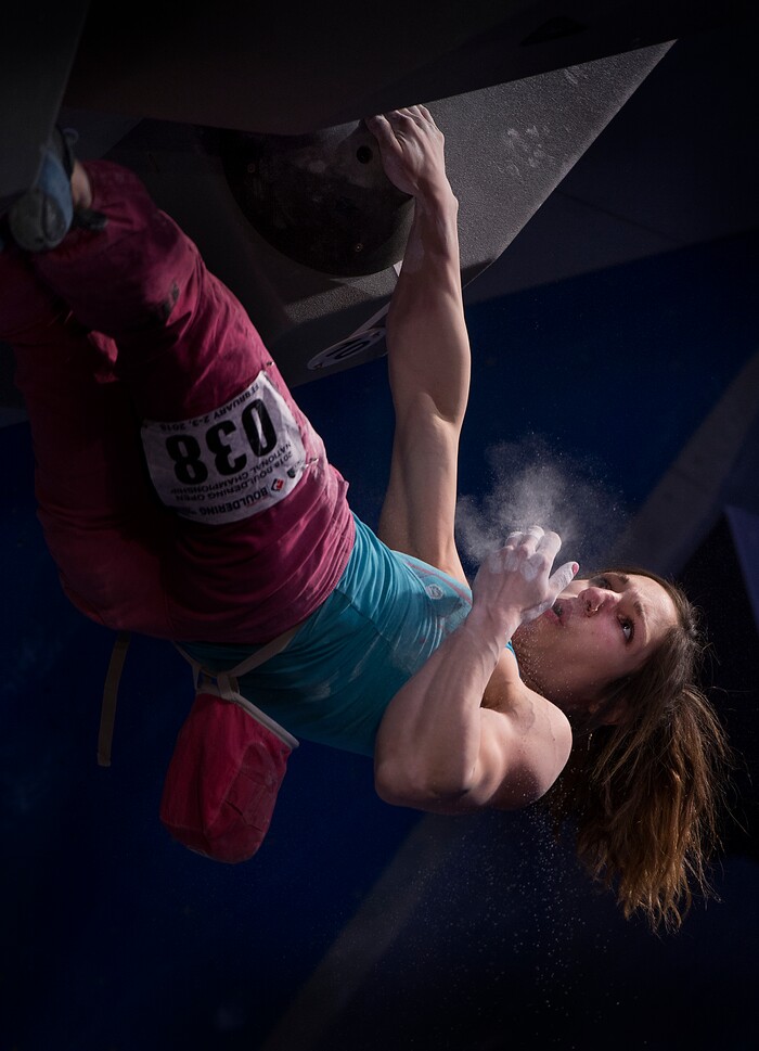 (Leah Hogsten  |  The Salt Lake Tribune) Alex Puccio won her 11th national championship at USA Climbing's Bouldering Open National Championships at the Salt Palace Convention Center, Saturday, February 3, 2018 in Salt Lake City, UT. 

. 