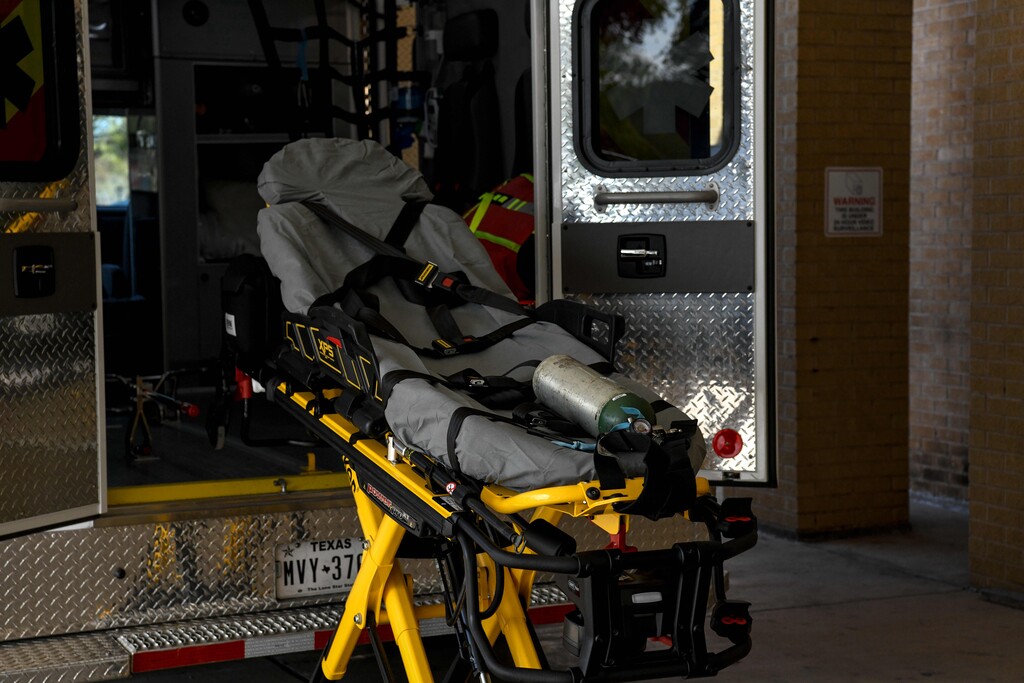 (Desiree Rios for The New York Times) Outside of the Stephens Memorial Hospital emergency entrance in Breckenridge, Texas.