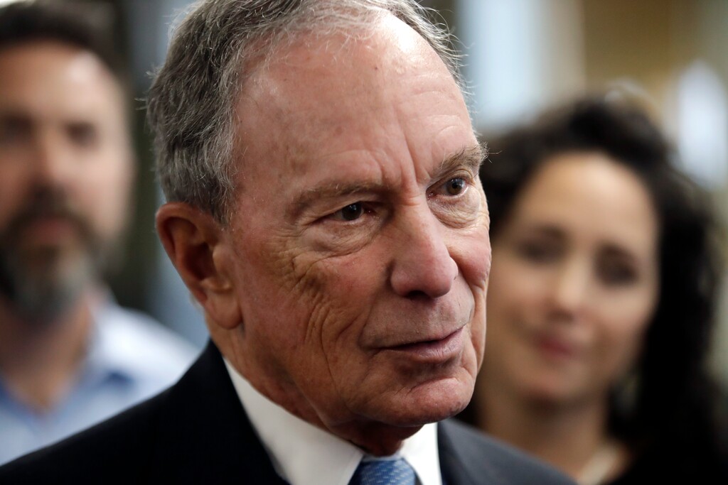 (Elise Amendola | AP file photo) In this Jan. 29, 2019 file photo, potential Democratic presidential candidate Michael Bloomberg speaks to workers during a tour of the WH Bagshaw Company, a pin and precision component manufacturer, in Nashua, N.H. Bloomberg, the billionaire former mayor of New York City, is opening the door to a 2020 presidential campaign. Bloomberg announced earlier this year that he would not seek the Democratic nomination. But in a statement, his political adviser Howard Wolfson says Bloomberg is worried that the current crop of Democratic presidential candidates is “not well positioned” to defeat President Donald Trump.