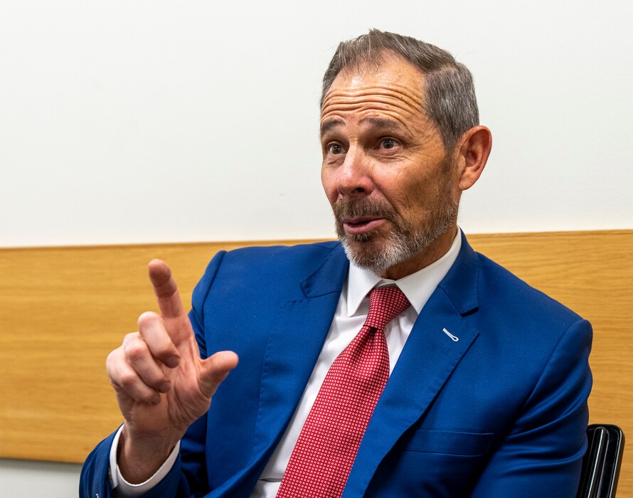 (Rick Egan | The Salt Lake Tribune)  U.S. Congressman John Curtis answers questions after speaking at the Sutherland Institute at Utah Valley University, on Tuesday, Aug. 22, 2023.
