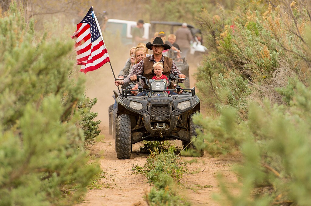Trent Nelson  |  The Salt Lake TribuneRyan Bundy rides an ATV through Recapture Canyon, which has been closed to motorized use since 2007, after a call to action by San Juan County Commissioner Phil Lyman. Saturday May 10, 2014 north of Blanding.