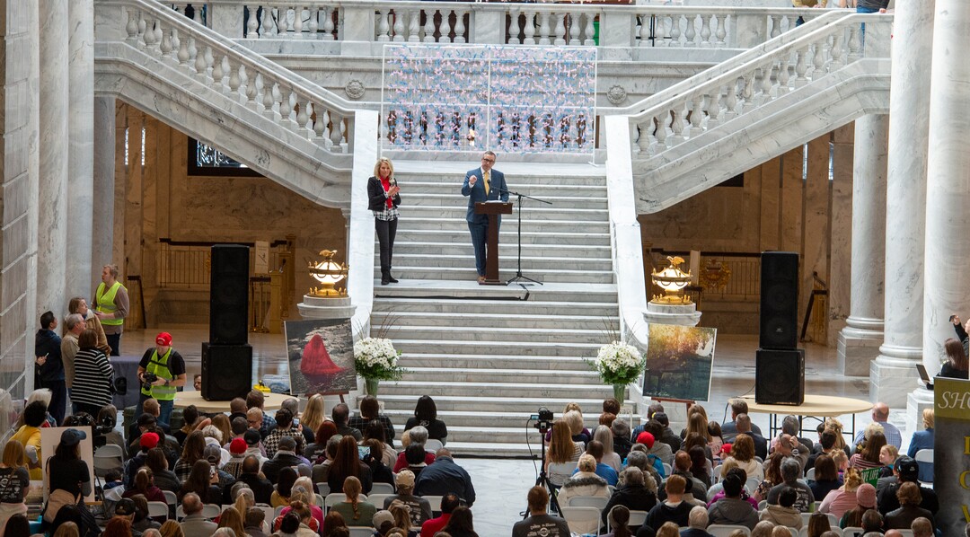 (Rick Egan  |  The Salt Lake Tribune)     Utah State Sen. Dan McKay speaks at the  March for Life Utah rally at the Utah State Capitol, Saturday, Jan. 25, 2020.