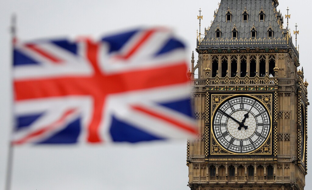 (Matt Dunham  |  AP file photo)  A British Union flag waves in front of the Elizabeth Tower at Houses of Parliament containing the bell know as "Big Ben" in central London on Wednesday, March 29, 2017.