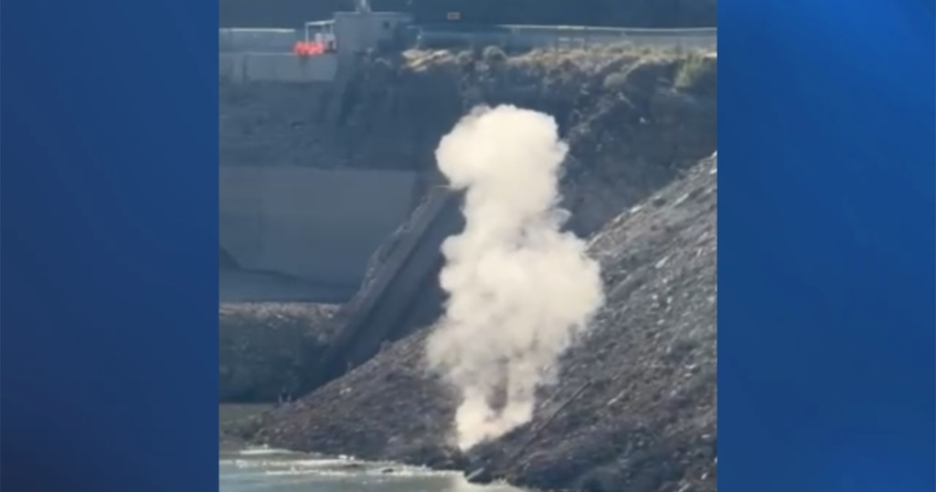 (Photo courtesy of Cody Spencer via FOX 13) A grenade found at Pineview Reservoir was safely detonated by bomb crews.