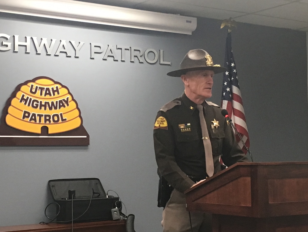 (Sean P. Means   |  Salt Lake Tribune file photo) Utah Highway Patrol's Col. Michael Rapich talks about the first day of enforcement of Utah's stricter new DUI laws on Monday, Dec. 31, 2018, at UHP's offices in Taylorsville.