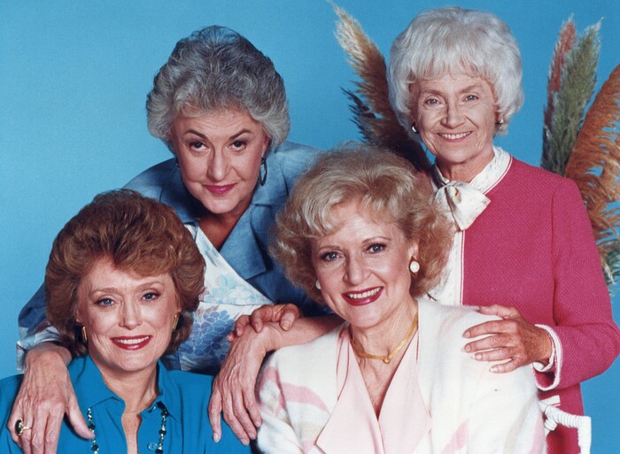 (Photo courtesy of Pioneers of Television Archives) Cast of “Golden Girls.” L-R Rue McClanahan, Bea Arthur, Betty White, Estelle Getty.