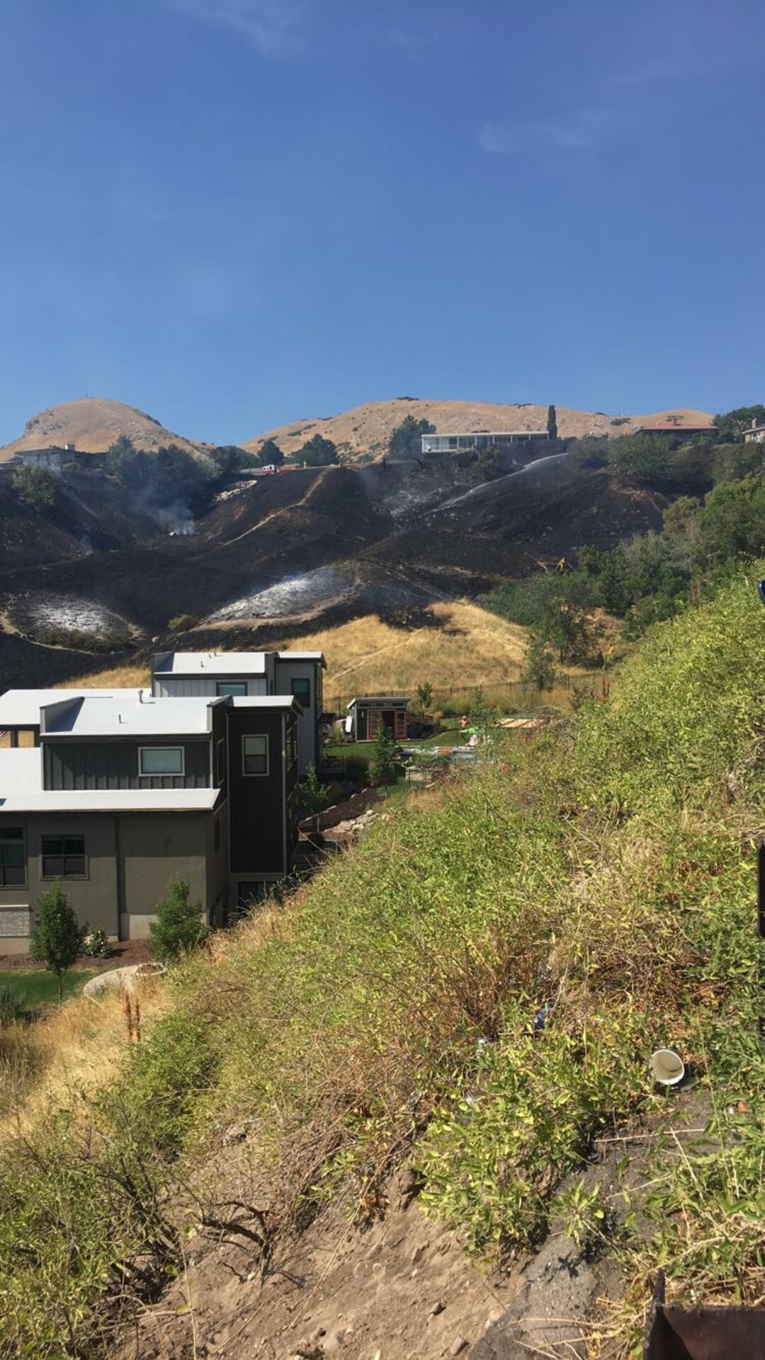 (James Semerad | For The Tribune) An afternoon fire threatened homes on Salt Lake City's Ensign Peak near the Utah Capitol on Tuesday, July 24, 2018.