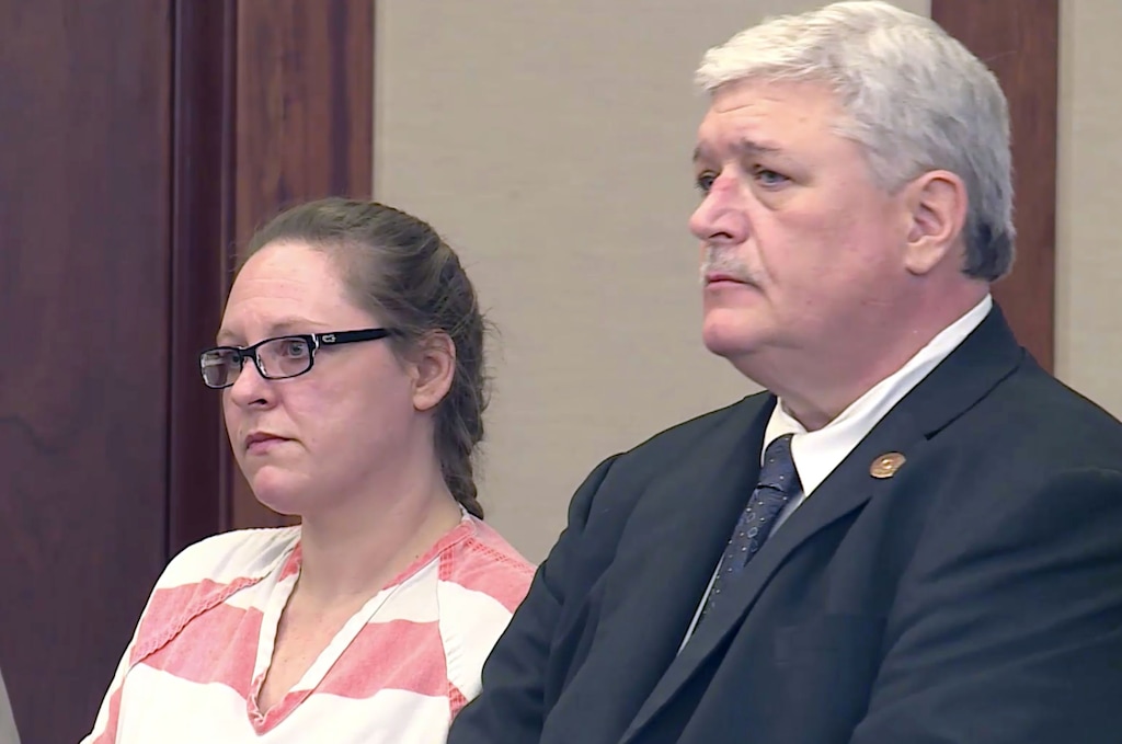 (Marc Weaver  |  Pool photo)  Brandy K. Jaynes, 36, pleaded guilty as charged Tuesday in 5th District Court to three counts of second-degree felony child abuse.