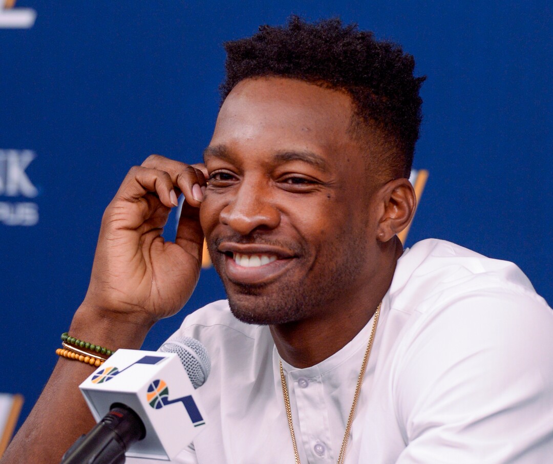 (Leah Hogsten  |  The Salt Lake Tribune) The Utah JazzÕs new forward Jeff Green, who was signed to the Utah Jazz on July 20, reacts to a question from members of the media Friday, July 26, 2019 at the Jazz basketball facility.