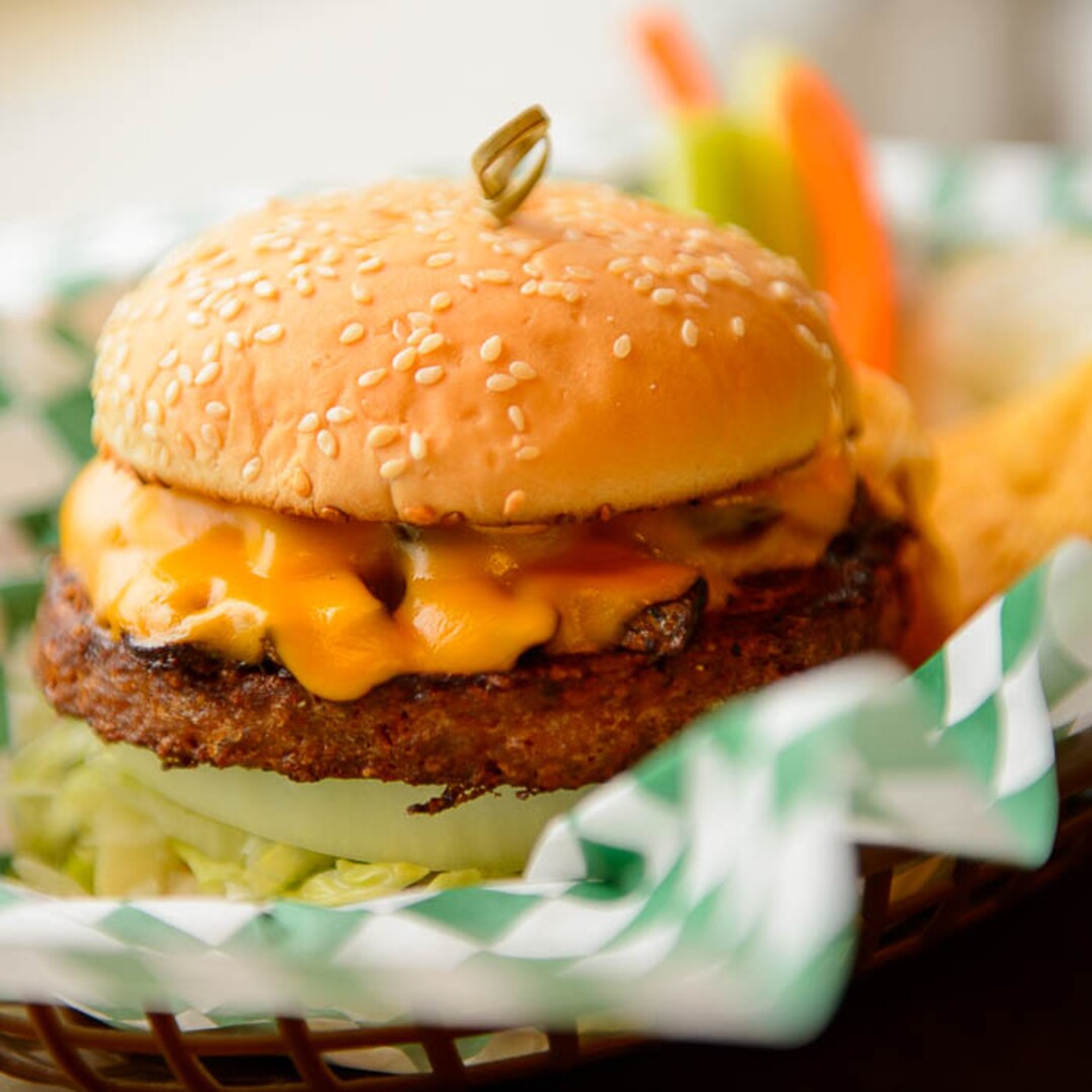 (Trent Nelson | The Salt Lake Tribune)  The Cowspiracy Burger at Lil Lotus, a new vegan/vegetarian restaurant in Sugar House, Salt Lake City on Tuesday Dec. 11, 2018.