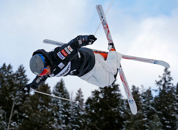 United States' Bradley Wilson competes in the men's World Cup freestyle moguls at Deer Valley, Wednesday, Jan. 10, 2018, in Park City, Utah. (AP Photo/Rick Bowmer)