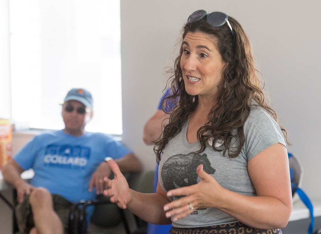 (Rick Egan  |  The Salt Lake Tribune)    2nd District candidate Shireen Ghorbani, talks to supporters before knocking on doors in Tooele, Saturday, July 7, 2018.